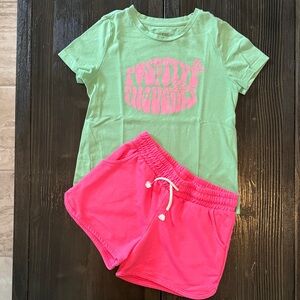 Set: 365 KIDS Green Tee and Cat & Jack pink short. Used, in good condition.